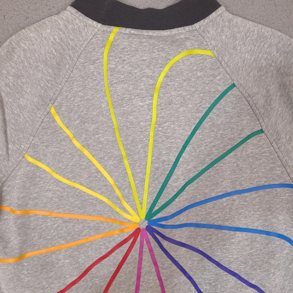 Nike Sweatshirt Jacket‎ Womens Large Gray Pinwheel Colorful Snap Button